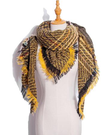 Hanxiulin Women's Cotton Triangle Scarf - Winter Neckerchief for All Seasons - Stylish Printed Yellow Scarf - Buy Online on GoSupps.com