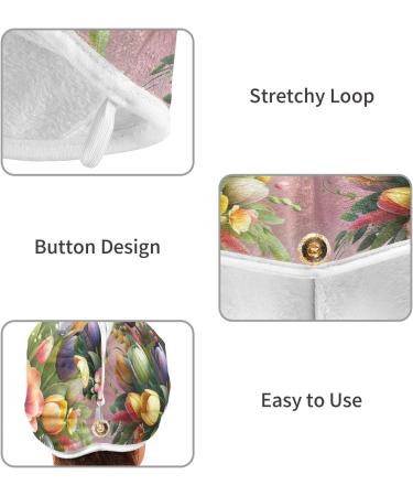 Elegant Tulip Flower Arrangement Hair Towel 2 Pack | Super Absorbent Quick Dry Hair Turbans for Women & Girls | Perfect Mother's Day Gift - Buy Online on GoSupps.com