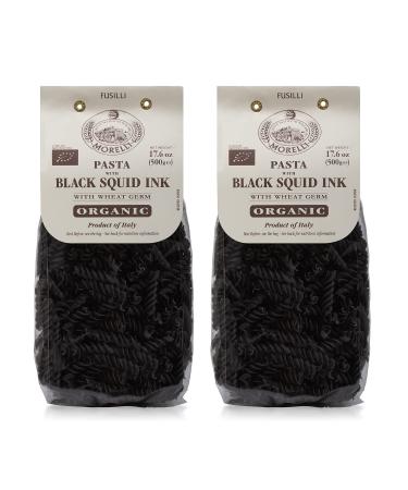 Morelli Squid Ink Pasta Fusilli (Rotini) - Organic Italian Pasta - Black Pasta Noodles - Durum Wheat Semolina - Nero Di Seppia Made in Italy - 1.1 Lb (500g) (2 pack) 1.1 Pound (Pack of 2)