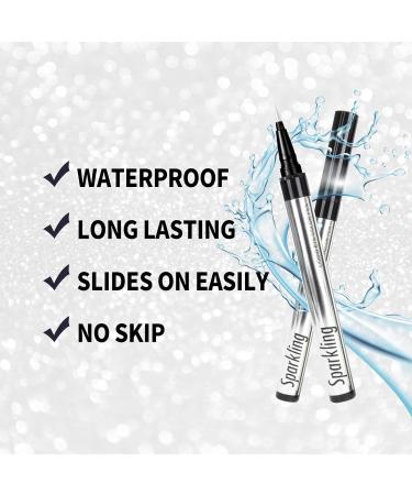 Music Flower Liquid eyeliner with pearl shine waterproof and smudgeproof liquid eyeliner flexible brush tip for easy operation versatile use in one pen silver - Buy Online on GoSupps.com