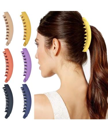 6 pieces large banana clips of colorful banana hair clip for thick hair non-slip ponytail holder clip for women and girls 6 multi-color-a