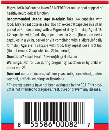 MigreLief-Now: Fast Acting Formula for Migraine & Headache Relief - 60 Vegetarian Capsules - Buy Online on GoSupps.com