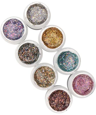 Glitter Nail Gel Set for Pro Nail Art UV LED Nail Polish Site That Includes 8 Color Sparkly Shiny Holographic Reflective Glitter Gel - Buy Online on GoSupps.com