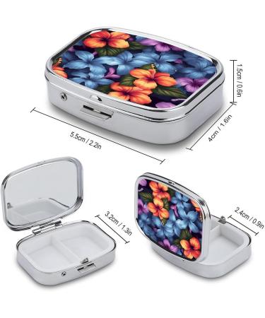 Buy Tropical Floral Print Pill Box - 2 Compartment Medicine Organizer | Portable Decorative Metal Pill Case for Pocket & Purse - Buy Online on GoSupps.com
