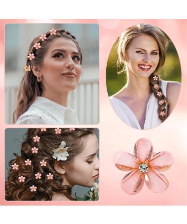 Buy 10 Mini Diamond Flower Hair Clips - Elegant Pink Hair Jewelry for Women & Girls | Perfect for Everyday & Special Occasions - Buy Online on GoSupps.com