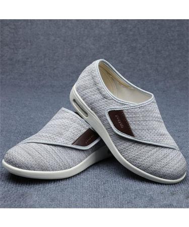 Men's Wide Fit Memory Foam Diabetic Slippers - Easy Close Strap - Light Grey - Size [insert size] - Buy Online on GoSupps.com