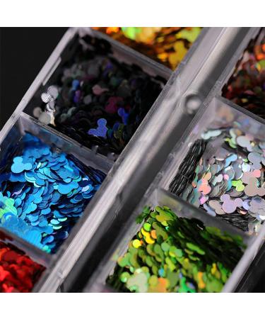 Cute 3D Holographic Nail Glitter Sequins - 12 Colors | Nail Art Stickers & Decals for Acrylic Nails | Shiny Confetti Glitters for Nail Designs - Buy Online on GoSupps.com
