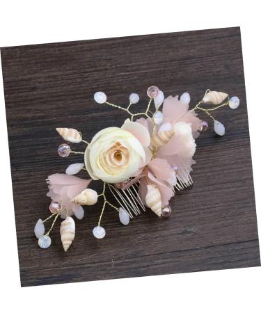 Housoutil Bridal Hair Comb Rhinestone Hair Side Comb Wedding Hair Accessories Flower Headpiece for Women Flower Hair Comb Hair Clips Bride Conch Wedding Flowers Pink Silk Cloth - Buy Online on GoSupps.com