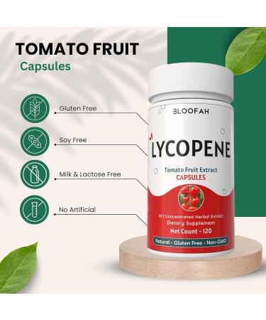 Bloofah 500mg Lycopene Supplement Tomato Extract 10:1 Capsules - 120 Count | 100% Pure, Non-GMO & Gluten Free Formula | Natural Carotenoid Supplement for Health and Wellness Support - Buy Online on GoSupps.com
