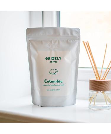 Grizzly Coffee - Colombia | Colombian Coffee Beans | Notes of Chocolate Hazelnut Caramel | 227g | Rainforest Alliance Certified | Ethically Sourced | (Ground) - Buy Online on GoSupps.com