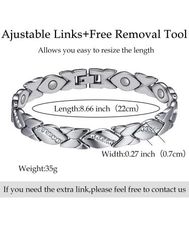Jecanori Lymph Drainage Magnetic Bracelet for Women - Arthritis Pain Relief & Carpal Tunnel Therapy - Titanium Steel Crystal Jewelry Gift (Silver) - Buy Online on GoSupps.com