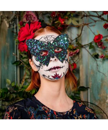 Butterfly Face | Bling Cosplay Sequins Half Face Decor | Stage Show Costume Half Butterfly Shape Cosplay Face Green - Buy Online on GoSupps.com