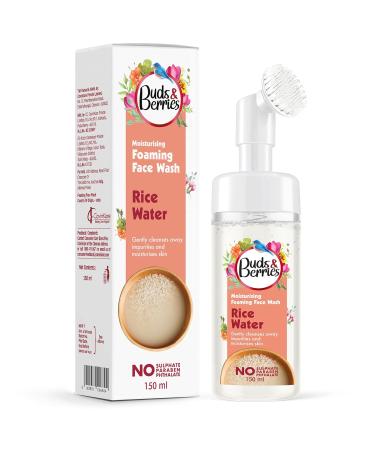 Buds & Berries Rice Water Foaming Face Wash - Deep Cleansing Sulfate-Free Paraben-Free 150ml | Built-In Silicone Brush | International Shipping - Buy Online on GoSupps.com