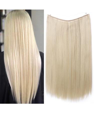 Hair Extensions Secret Headband Simply Invisible Crown Wire in Hair Extension Hairpiece for Women 40cm Straight Bleached Blonde