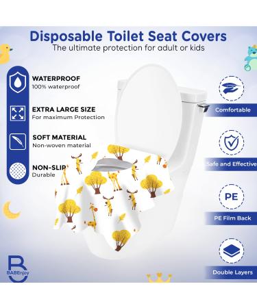 40-Pack Disposable Toilet Seat Covers - BABEnjoy Giraffe Pattern Extra Large - Ideal for Kids, Toddlers, and Adults - Potty Training, Public Bathrooms, Airplanes - Buy Online on GoSupps.com