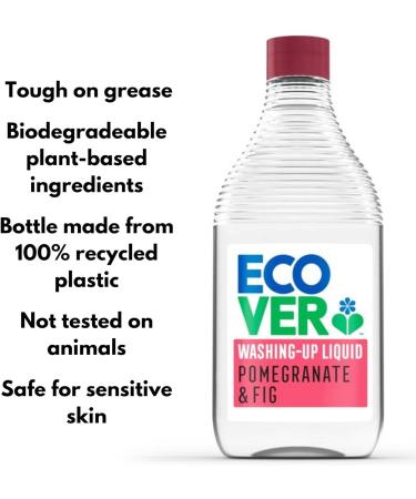 Eco Washing up Liquid Bundle: Ecover Pomegranate & Fig 450ml (x2) + Biodegradable Sponge Cloths (x2) + JenBurr Leaflet - Buy Online on GoSupps.com