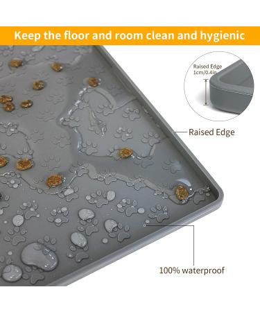Ptlom Pet Placemat | Prevent Food & Water Overflow | 18 x 12 Grey | Suitable for Small, Medium, Big Dogs & Cats - Buy Online on GoSupps.com