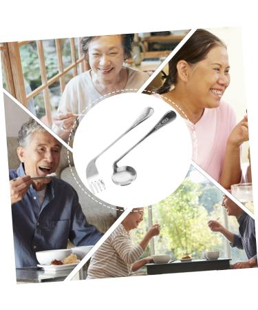 Lurrose Left-Handed Stainless Steel Cutlery Set - 3-Piece Angled Forks for Adaptive Dining | 17x4.5cm - Ideal for Seniors & Salad Serving - Buy Online on GoSupps.com