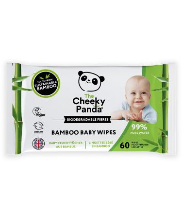The Cheeky Panda Bamboo Biodegradable Baby Wipes | 99% Purified Water Suitable for Sensitive Skin | Dermatologically Tested 64 Count (Pack of 1)