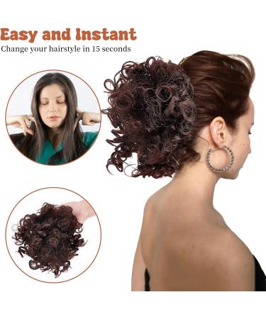 NICENEEDED Short Afro Curly Clip on Ponytail Brown Messy Bun Puff Ponytail Ponytail Extension Synthetic Fluffy Curly Ponytail Hairpiece for Black Women - Buy Online on GoSupps.com