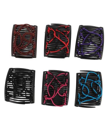 6 Pieces Colorful Stretchy Magic Hair Comb Clips for Women Girls Vintage Style Hair Accessory for Curly Thick Wavy Hair with Practical Double Comb Design for Parties Weddings