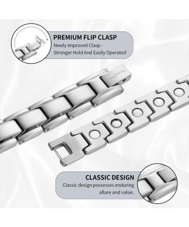 MagEnergy Titanium Steel Black Magnetic Bracelet for Men - Adjustable 8.5 inches (Silver) - Buy Online on GoSupps.com