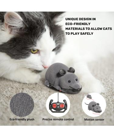 DesignBox Remote Control Mouse Toy Wireless Control Realistic Rat Scary RC Mice Toy For Cat Kitten Dog Pet Novelty Gift Trick Bugs Kids Children Halloween Christmas Birthday Present (Light Grey) - Buy Online on GoSupps.com