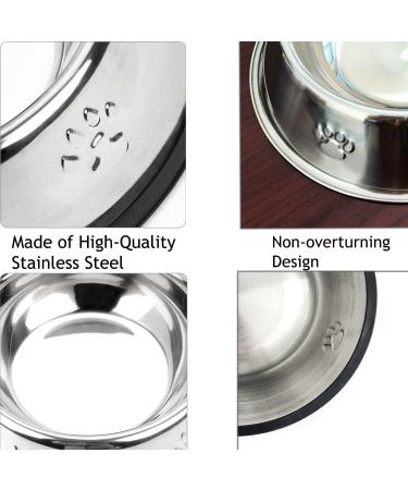 Stainless Steel Dog Bowls with Rubber Bases | Pet Feeder Bowls - Small, Medium, Large Sizes | 19.6oz Capacity - Buy Online on GoSupps.com