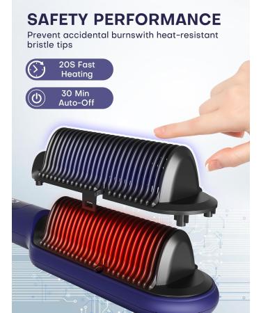 Advanced Negative Ionic Hair Straightener Brush - 9 Temp Settings Fast Heating & Anti-Scald LED Display - Silky Smooth Frizz-Free Hair - Blue - Buy Online on GoSupps.com