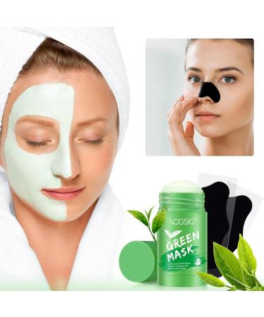 OEWWEX Green Tea Clay Stick & Pore Strips Combo Pack - 10 PC Blackhead & Acne Remover Patches for Deep Pore Cleansing - Men and Women's Skin Care - Buy Online on GoSupps.com
