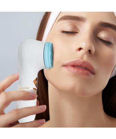 Electric Face Wash Brush - White Electric Face Scrubber | 3 Brush Heads Electric Exfoliate Facial Cleansing Brush | Waterproof Facial Cleanser Brush | Rechargeable Face Cleaner Brush for Massaging - Buy Online on GoSupps.com