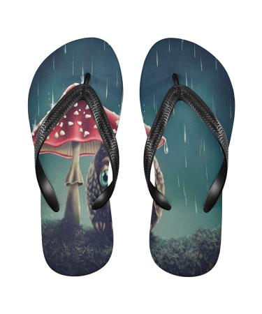 Mnsruu Cute Animal Owl Mushroom Flip Flops Flip Sandals Home Slippers Hotel Spa Bedroom Travel XXL for Men Women