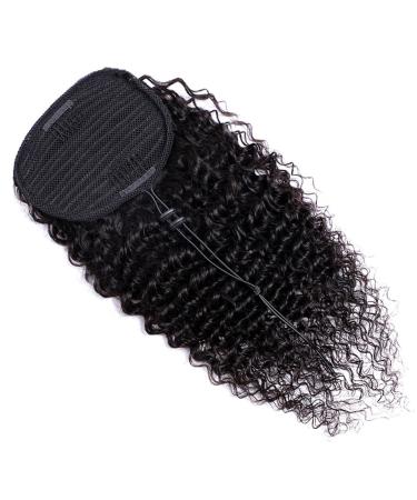 Ponytail Extension 8-28inches Pony tail Natural Black Color Deep Wave Drawstring Ponytail Hair Extensions 100g 100% Brazilian Remy Human Hair #1B Ponytail Hair Extension(20inches)