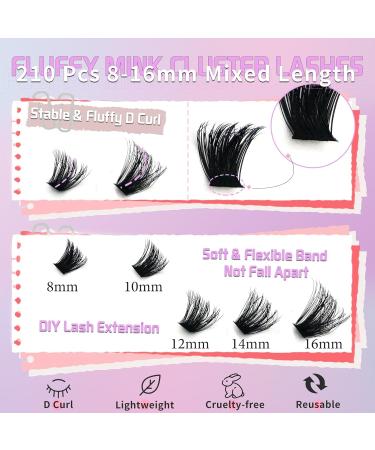 Anforlin Fluffy Lash Extension Kit - 210PCS 80D+100D Individual Eyelashes for DIY Beginners - Includes Lash Bond Seal & Tweezers - 8-16mm Lashes - Buy Online on GoSupps.com