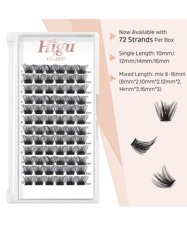 D Curl 16mm Lash Clusters - 72 Pcs DIY Eyelash Extensions | Professional Makeup for Self-application - Volume Style D 16, Reusable - Buy Online on GoSupps.com