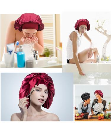 Arqumi Silk Bonnet 2PCS - Large Adjustable Satin Hair Wrap for Sleeping and Hair Care, Black & Wine Red - Buy Online on GoSupps.com