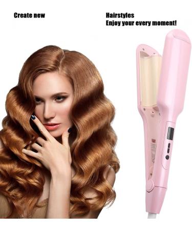 Ruiqas Deep Waver Curling Iron Anti- Scald Hair Crimper Fast Heating 2 Barrel Ionic Wavy Hair Curler with 17 Temp Settings for Waving Hair (Pink) - Buy Online on GoSupps.com