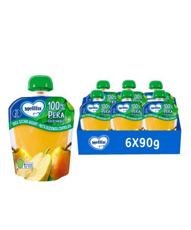 Mellin 100% Pear Snack Pouch with Vitamin C 6 x 90g Boxes