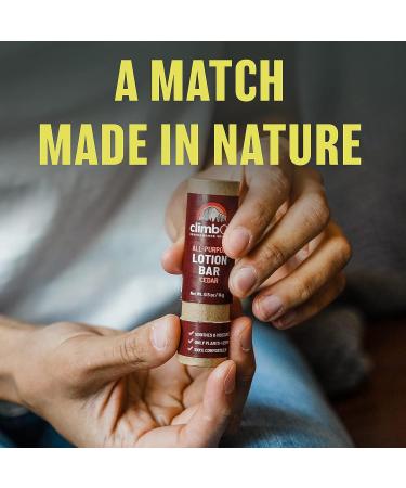 climbOn All Purpose Body Lotion Bar - Natural Moisturizer for Dry Skin | Organic Beeswax Hand Cream for Rock Climbing | Eco-Friendly Cedar Scent Lotion Tube - 0.5 Oz - Buy Online on GoSupps.com