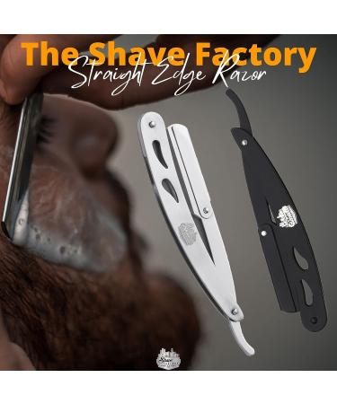 The Shave Factory Straight Edge Razor Kit with 100 Derby Blades - Stainless Steel Men's Straight Razor Set - Buy Online on GoSupps.com