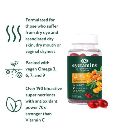 Eye Vitamins Dry Eye Comfort Softgels - Ophthalmologist-Formulated with Himalayan Sea Buckthorn Oil - Vegan & Non-GMO - 60 Count - Buy Online on GoSupps.com