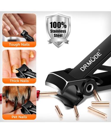 2024 Toenail Clippers for Thick Nails - Heavy Duty Clipper with Angled Head & Catcher for Seniors | Large Wide Opening Nail Cutter for Men & Women - Black - Buy Online on GoSupps.com