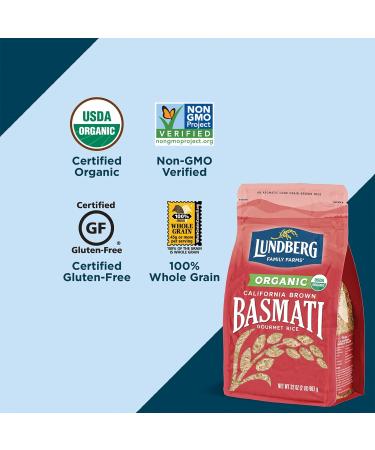 Lundberg Family Farms Organic California Brown Basmati Rice 32 oz 2-Pack | High Fiber, Pleasant Aroma, Non-GMO, Gluten-Free - Buy Online on GoSupps.com