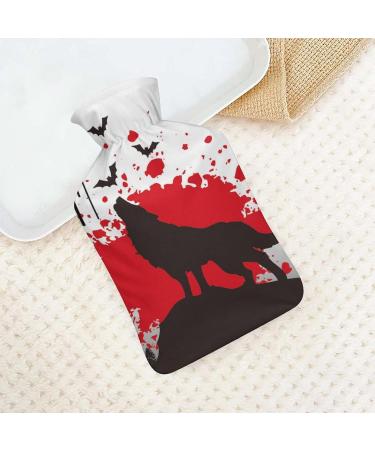 White Red Wolf Hot Water Bottle with Plush Cover | Hand Warmer for Adults & Children | 26.5x15.3cm - Buy Online on GoSupps.com