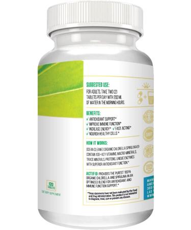 Organic Chlorella and Spirulina Tablets Non-GMO Detox Supplement | Vegan Diet - 120ct - Made in USA - Buy Online on GoSupps.com