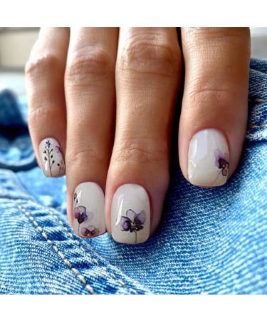 YOSOMK Square White Flower Design Press on Nails | Glossy Full Cover False Acrylic Nails for Women - Buy Online on GoSupps.com