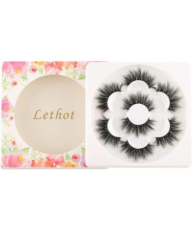 Lethot 20mm Mink Lashes 3D Mink Hair False Eyelashes4 Pairs Fluffy Natural Faux Mink Strip 3D Lashes Pack (B46A) - Buy Online on GoSupps.com
