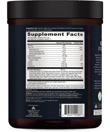 KetoPROTEIN Chocolate Powder 18g Protein 10g Fat Per Serving | Gluten Free, Low Carb, Paleo Friendly | Ancient Nutrition Keto Powder with Bone Broth and MCT Oil - 17 Servings - Buy Online on GoSupps.com
