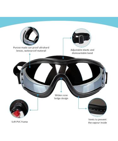 PEDOMUS Dog Sunglasses - Adjustable Strap for Travel & Skiing | Anti-Fog Dog Snow Goggles for Medium to Large Dogs - Black - Buy Online on GoSupps.com