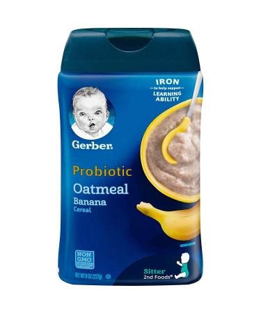 Gerber Baby Cereal 2nd Foods Probiotic, Oatmeal Banana, 8 Ounce (Pack of 6) Oatmeal & Banana
